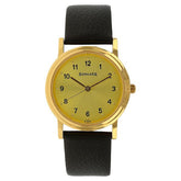 Sonata Men's Watch Analog Champagne Dial With Black Leather Strap, 1141YL01